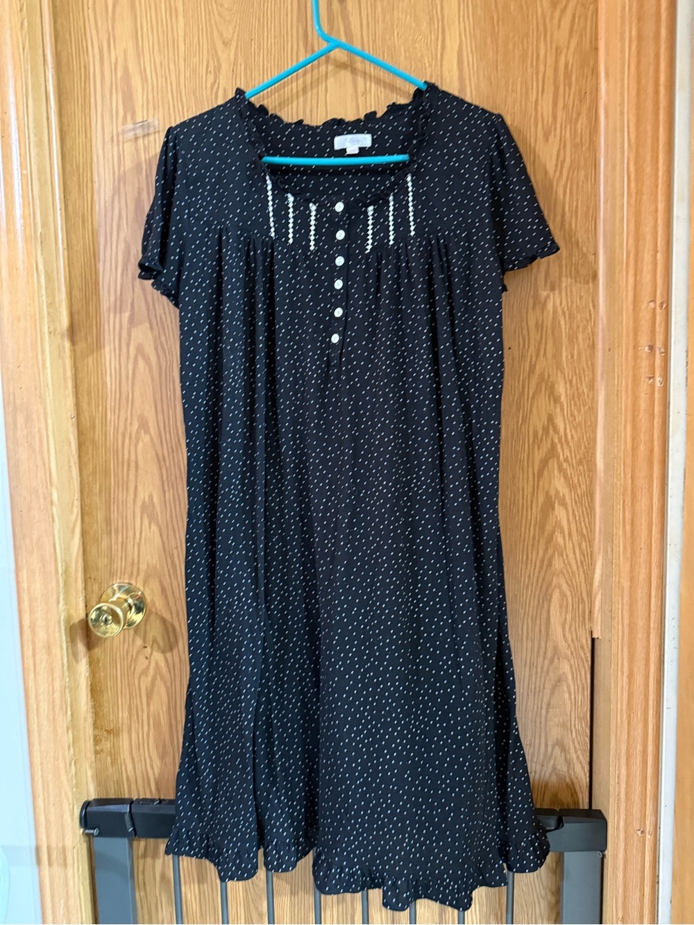Secret Treasures Black Nightgown with White Dot Detail